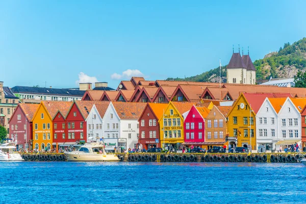 Bergen Noorwegen August 2016 Zicht Een Historische Houten Wijk Bryggen — Stockfoto