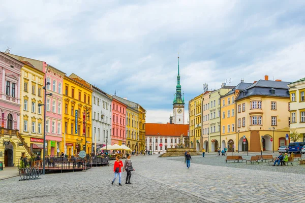 Olomouc Τσεχικη Δημοκρατια Απριλιου 2016 Άποψη Της Κάτω Πλατείας Στην — Φωτογραφία Αρχείου