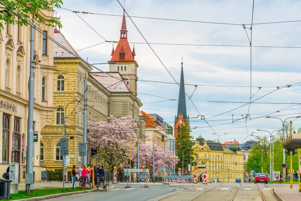 Olomouc Czech Republic April 2016 View Street Center Czech City — Zdjęcie stockowe
