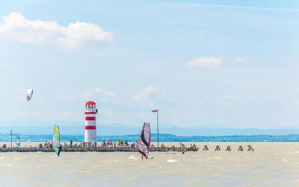 Podersdorf Austria July 2016 Young People Kite Surfing Famous Red — Stock Fotó