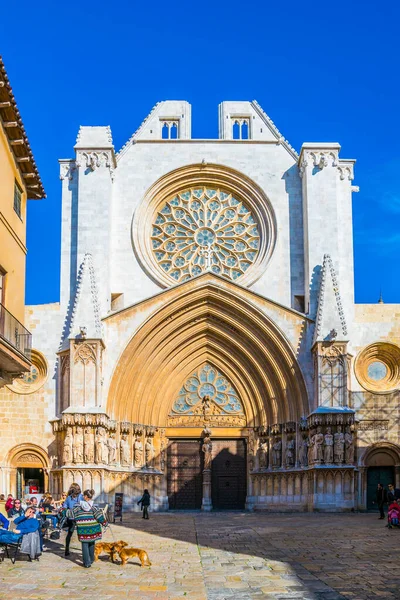 Tarragona Spain December 2015 View Entrance Cathedral Saint Mary Spanish — Stockfoto