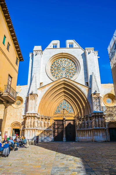 Tarragona Spain December 2015 View Entrance Cathedral Saint Mary Spanish — Stockfoto