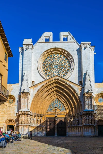 Tarragona Spanje December 2015 Uitzicht Een Ingang Kathedraal Van Heilige — Stockfoto