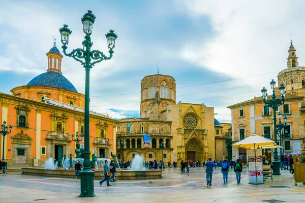Valencia Ισπανια Δεκεμβριου 2015 Πλατεία Της Αγίας Μαρίας Τον Καθεδρικό — Φωτογραφία Αρχείου