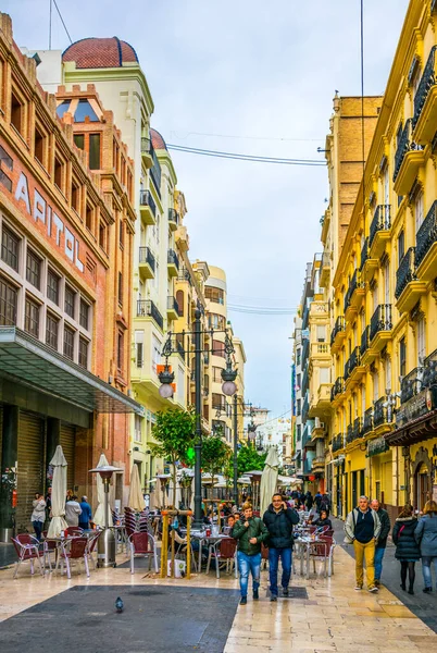 Valencia Spain December 2015 People Walking Carrer Ribera Street Situated —  Fotos de Stock