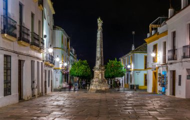 CORDOBA, SPAIN, JANUARY 8, 2016: İspanya 'nın Cordoba kentindeki Plaza del Potro Meydanı' nın gece manzarası..