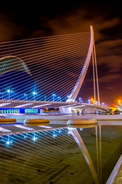 Valencia Spain December 2015 Detail Cable Stayed Bridge Agora Building — Fotografia de Stock
