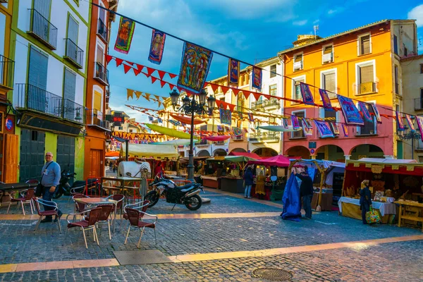 Xativa Spain January 2016 Merchant Trying Sell Products Traditional Marketplace — Fotografia de Stock