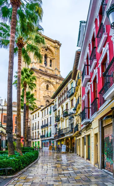 Granada Spanje Januari 2016 Uitzicht Een Straat Met Kleurrijke Huizen — Stockfoto