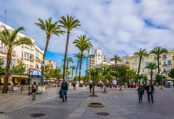 Cadiz Spain January 2016 People Strolling Square Saint John God —  Fotos de Stock