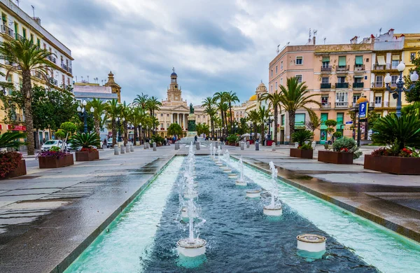 Cadiz Spain January 2016 View Fountain Situated Square Saint John — Stock Fotó