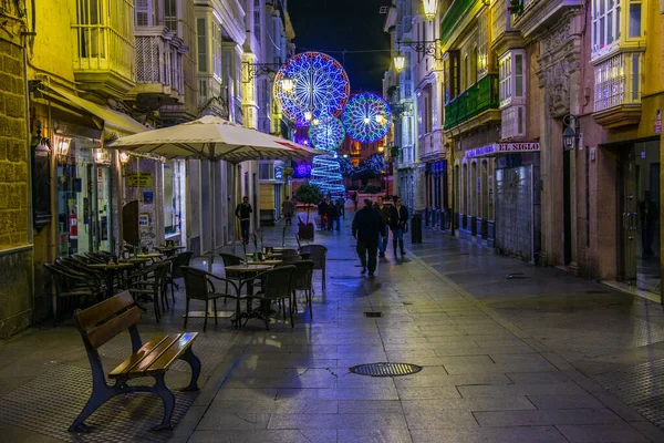 Cadiz Spain January 2016 People Stolling Calle Ancha Street Historical — Stockfoto