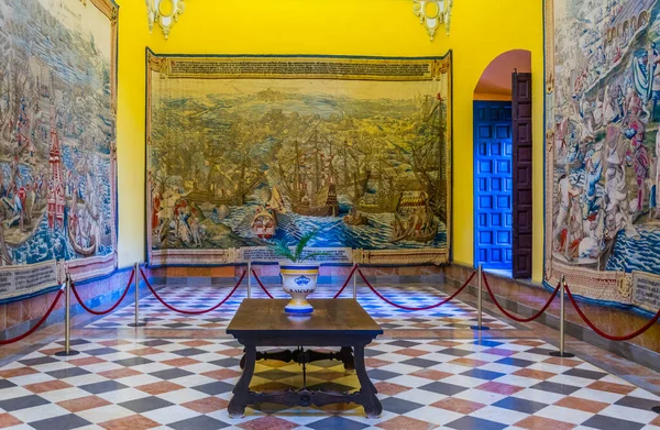 Sevilla Spain January 2016 View Decorated Chamber Real Alcazar Palace — Foto de Stock