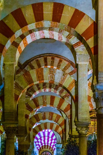 CORDOBA, SPAIN, HAZİRAN 8, 2016: İspanya 'nın Cordoba kentindeki la Mezquita katedralinin kemerleri ve sütunları.