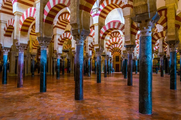 Cordoba Spain January 2016 Arches Pillars Mezquita Cathedral Cordoba Spain — Zdjęcie stockowe