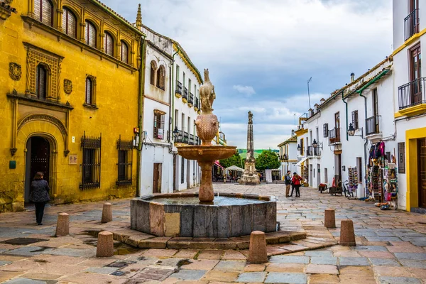 CORDOBA, SPAIN, JANUARY 8, 2016: İspanya 'nın Cordoba kentindeki küçük Plaza del Potro Meydanı' na bakınız..
