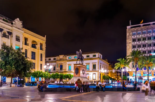 Cordoba Spain January 2016 Night View Plaza Las Tendillas Square —  Fotos de Stock