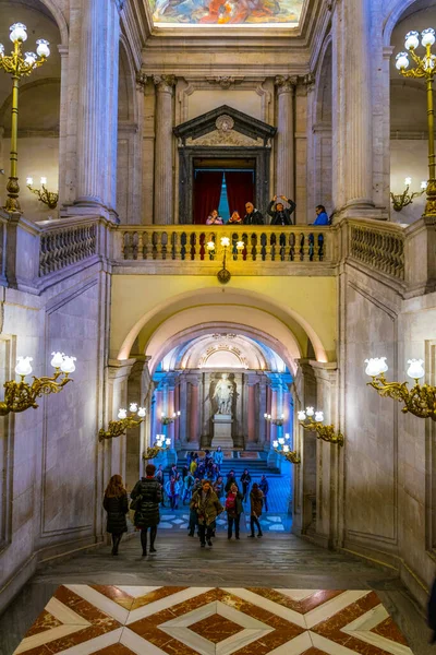 Madrid Spain January 2016 View Main Decorated Lobby Staircase Royal — 스톡 사진