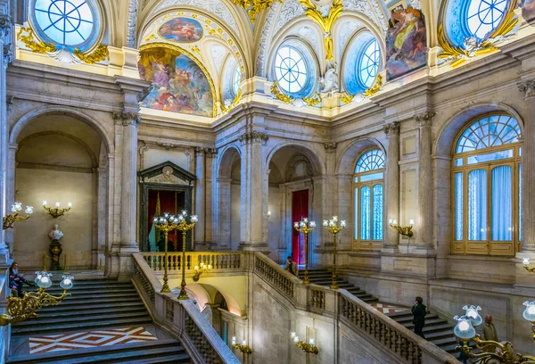 Madrid Spain January 2016 View Main Decorated Lobby Staircase Royal — Stock Photo, Image