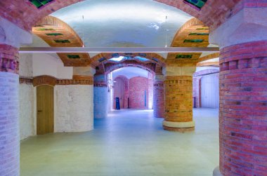 BARCELONA, İspanya, 26 Ekim 2014: Barcelona, İspanya 'daki eski Santa Creu i Sant Pau Hastanesi' nin İçi.