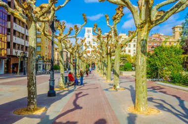 LOGRONO, İspanya, ECTOBER 27 Ekim 2014: İnsanlar Logrono 'da bir sokakta geziniyor.