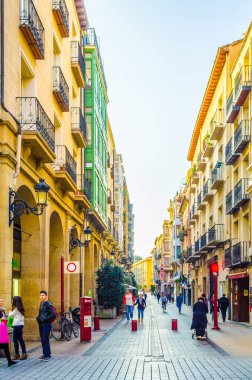 LOGRONO, SPAIN, OCTOBER 27,2014: People are strolling a street in Logrono.