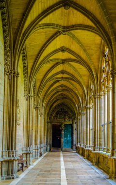 PAMPLONA, SPAIN, OCTOBER 28, 2014: Corridor of monastery part of the cathedral de santa maria la real de pamplona in Spain