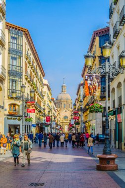 ZARAGOZA, SPAIN,NOVEMBER 1,2014: People are strolling through calle de alfonso I in Zaragoza, Spain