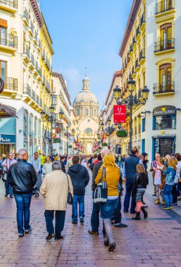ZARAGOZA, SPAIN,NOVEMBER 1,2014: People are strolling through calle de alfonso I in Zaragoza, Spain