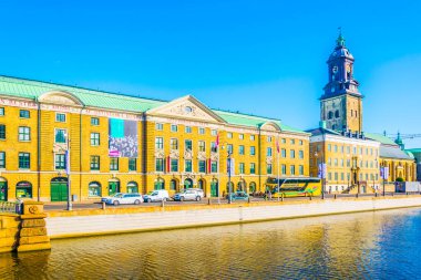 GOTEBORG, SWEDEN, 25 AĞUSTOS 2016: Goteborg Şehir Müzesi ve Tyska Kirkan Kilisesi, İsveç