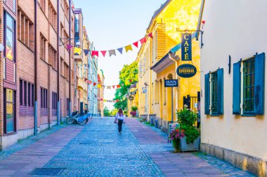 GOTEBORG, SWEDEN, 25 AĞUSTOS 2016: Goteborg İsveç 'te bir sokak manzarası