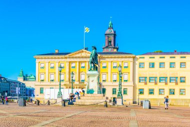 GOTEBORG, SWEDEN, 25 AĞUSTOS 2016: Goteborg, İsveç 'teki Gustav adolf Meydanı.