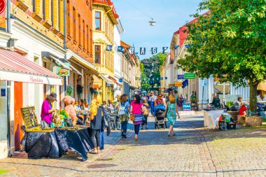 GOTEBORG, SWEDEN, 25 AĞUSTOS 2016: Goteborg, İsveç 'teki haga caddesinin görüntüsü.