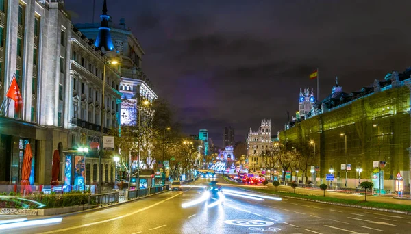 Madrid Spain January 2016 Night View Calle Alcala Boulevard Madrid — ストック写真