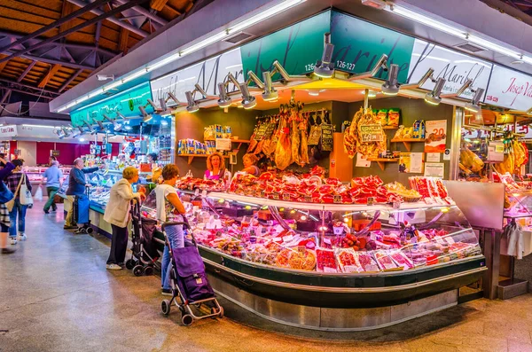 Barcelona Spanien Oktober 2014 Innenraum Des Boqueria Marktes Barcelona Spanien — Stockfoto