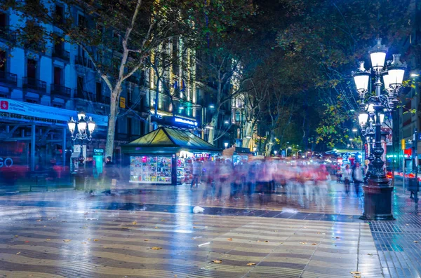 Barcelona España Octubre 2014 Vista Nocturna Calle Rambla Barcelona — Foto de Stock
