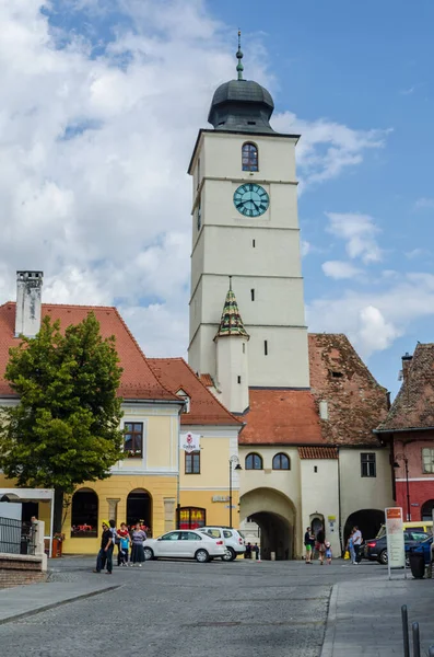 Sibiu Ρουμανια Ιουλιου 2015 Άποψη Της Μικρής Πλατείας Πιάτα Μίκα — Φωτογραφία Αρχείου
