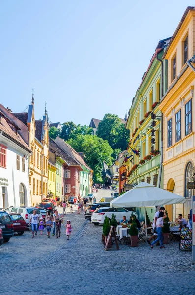 Sighisoara Romania July 2015 View Street Situated Historical Core Medieval — Stock Fotó