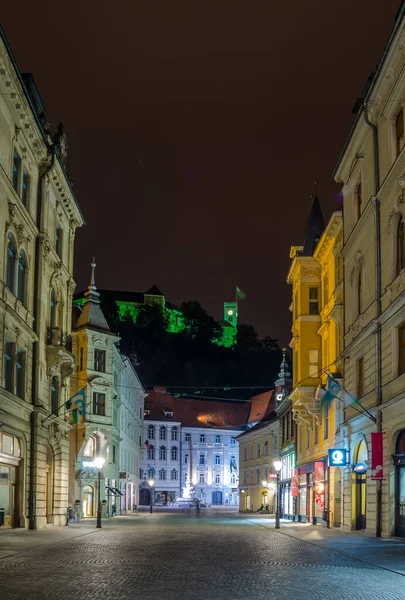 Ljubljana Slovenia July 2015 Night View Strtarjeva Street Slovenian Capital — стокове фото