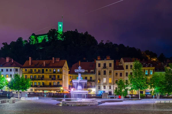 Ljubljana Slovenië Juli 2015 Novi Trg Nieuw Stadsplein Slowaakse Hoofdstad — Stockfoto