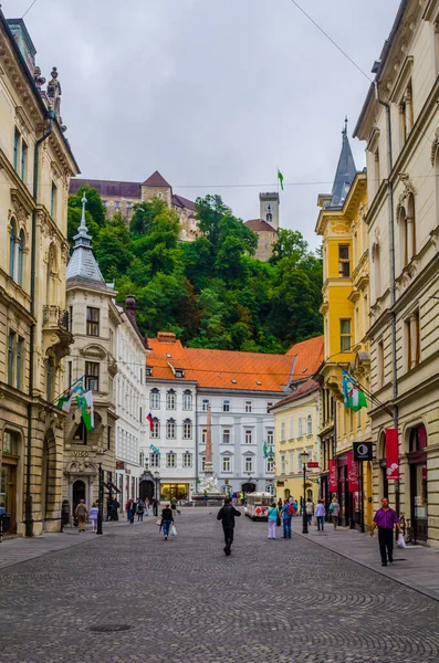 Ljubljana Slovenia July 2015 Stritarjeva Street One Major Pedestrian Route — 图库照片