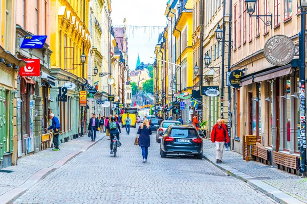 Stockholm Sverige Augusti 2016 Folk Strosar Gata Gamla Stan Centrala — Stockfoto