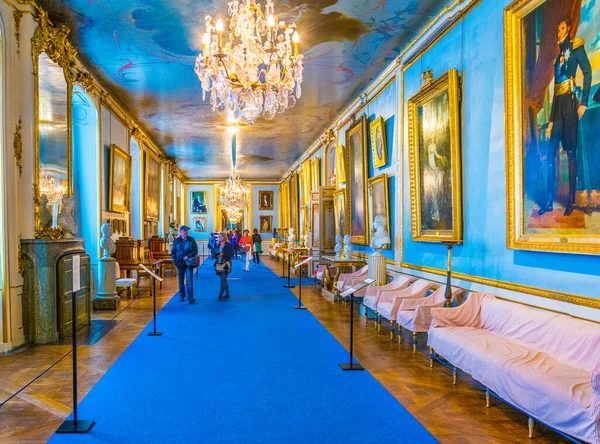 Stockholm Sweden August 2016 View Corridor Many Chandeliers Kungliga Slottet — 스톡 사진