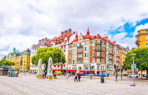 Stockholm Schweden August 2016 Menschen Gehen Stockholm Der Uferpromenade — Stockfoto