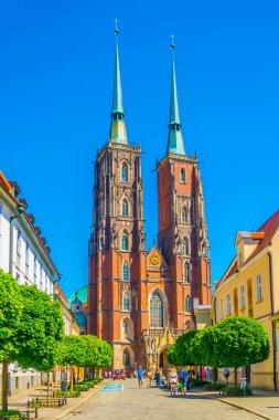 WROCLAW, POLAND, 28 Mayıs 2017: Orta Wroclaw Polonya 'daki Katedral Meydanı