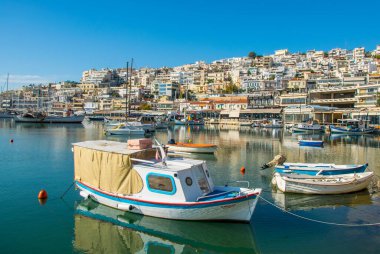 view of residential marina in the port of piraeus in greece
