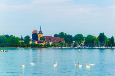 Bodensee lak 'ta yer alan İsviçre şehri Arbon' un panoraması