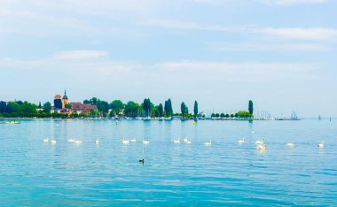Bodensee lak 'ta yer alan İsviçre şehri Arbon' un panoraması