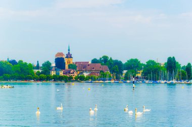 Bodensee lak 'ta yer alan İsviçre şehri Arbon' un panoraması