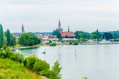 Alman şehri Konstanz 'ın Bodensee lak' taki panoraması